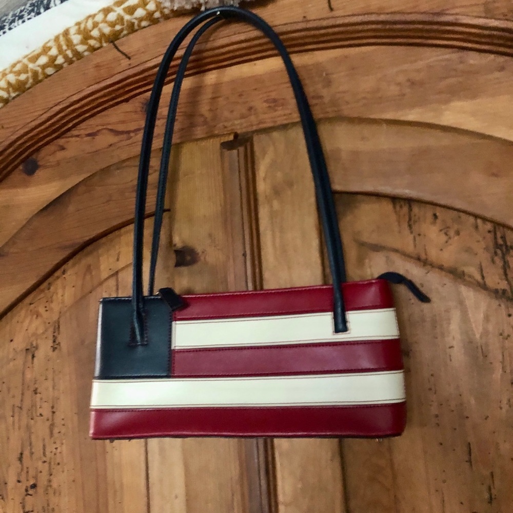 Vegan Leather American Flag Small Handbag Purse